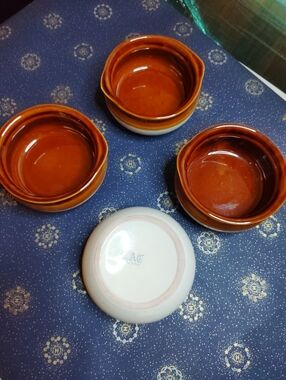 Set of 4 Brown Ceramic Ramekins